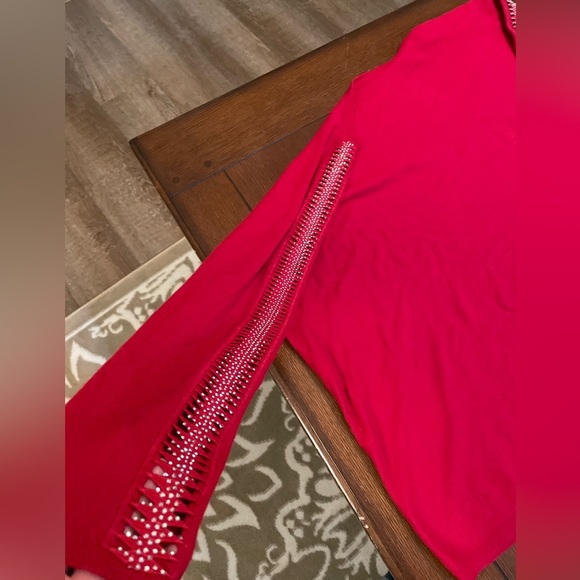 Liv Milano Date Night Bling Sweater. XXL. Red. Boat neck - Picture 5 of 8